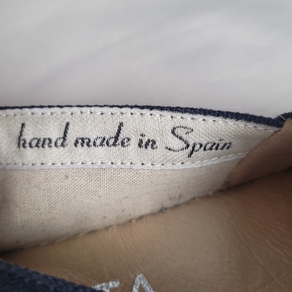 Viscata Barceloneta Handmade In Spain Espadrille Canvas Flat Shoe Navy 38/7.5 - Picture 9 of 10